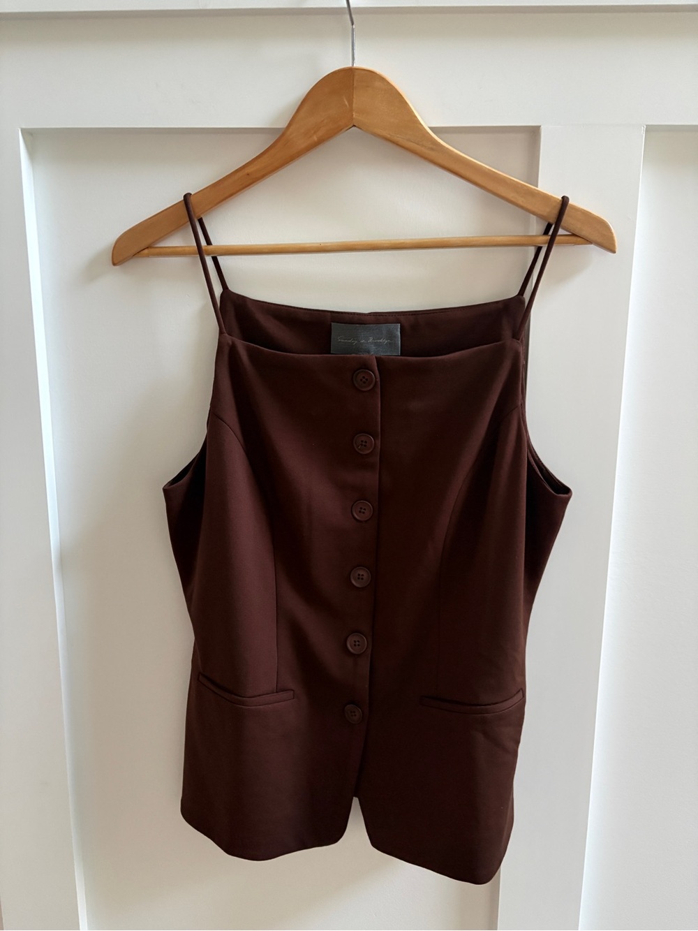 Anthropologie brand Sunday in Brooklyn Button Front Brown Cami with straps.